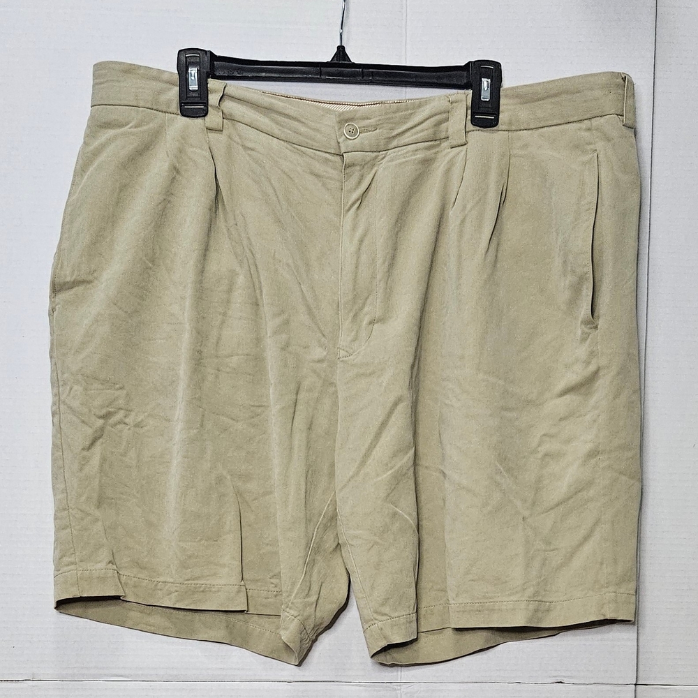 Men's Tommy Bahama Big & Tall 100% Silk Pleated Front Shorts - Khaki - 40 -